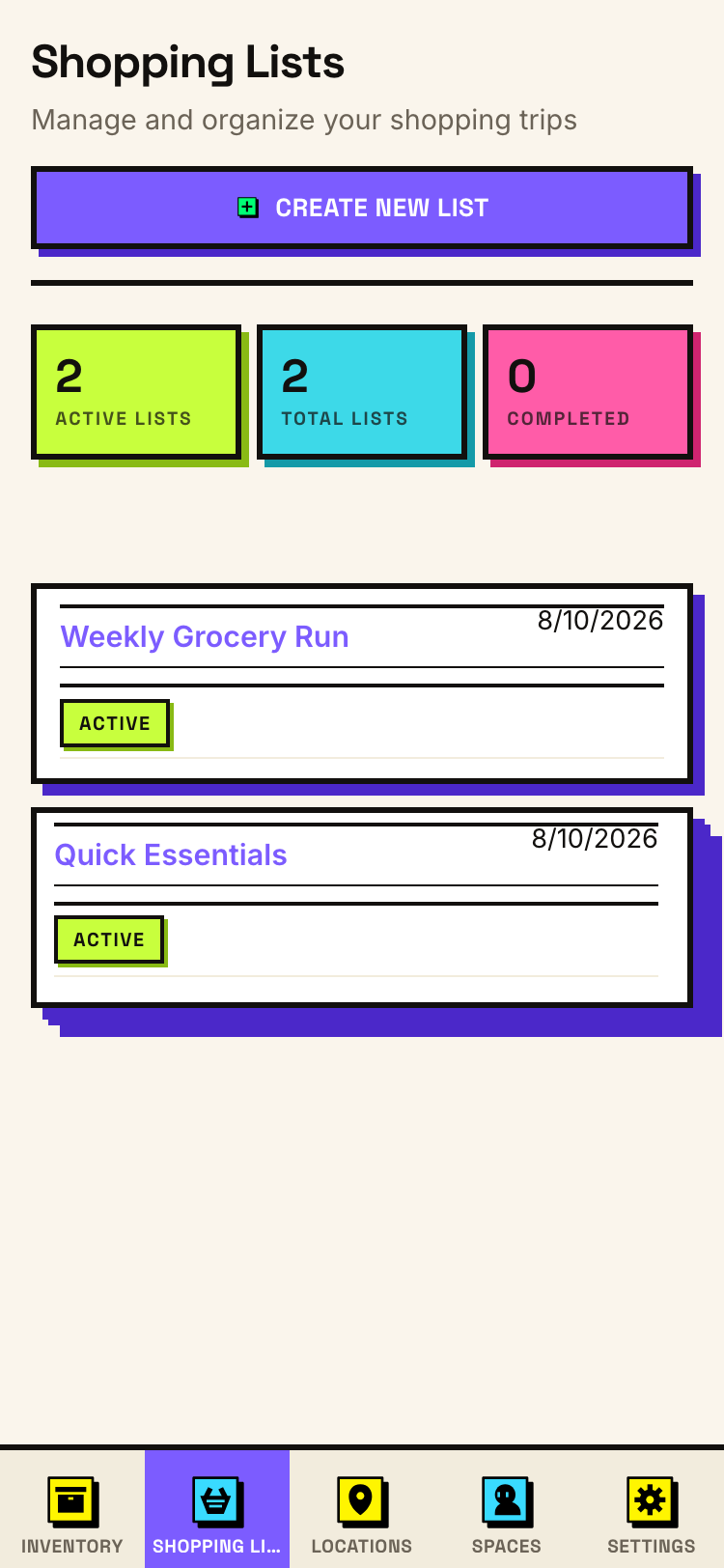 Shopping list - light mode